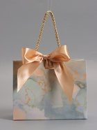 Пакет подарочный ламинированный «Мрамор», голубой, с бантиком, 19×15×7 см - Фото 2