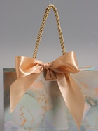 Пакет подарочный ламинированный «Мрамор», голубой, с бантиком, 19×15×7 см - Фото 3