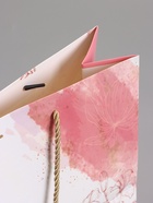 Пакет подарочный ламинированный «Мрамор», розовый с белым, с бантиком, 32×25×11 см - Фото 5