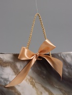 Пакет подарочный ламинированный «Мрамор», серо-бежевый, с бантиком, 28×20×10 см - Фото 3