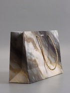 Пакет подарочный ламинированный «Мрамор», серо-бежевый, с бантиком, 28×20×10 см - Фото 4
