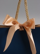 Пакет подарочный ламинированный, тёмно синий с золотым, с бантом, 19×15×7 см - Фото 3