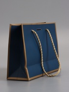 Пакет подарочный ламинированный, тёмно синий с золотым, с бантом, 19×15×7 см - Фото 4