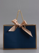 Пакет подарочный ламинированный, тёмно - синий с золотым, с бантом, 28×20×10 см - Фото 2