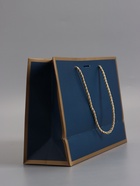 Пакет подарочный ламинированный, тёмно - синий с золотым, с бантом, 28×20×10 см - Фото 4