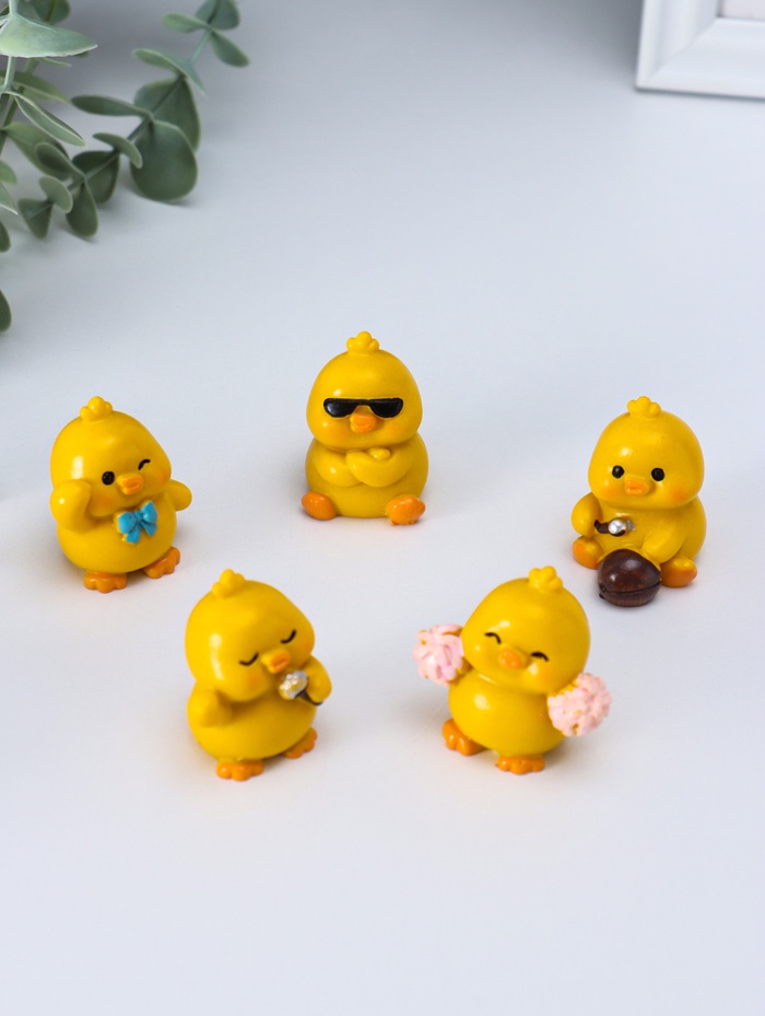 Набор фигурок 5 шт. полистоун «Весёлые цыплята», 2.8×3×4 см