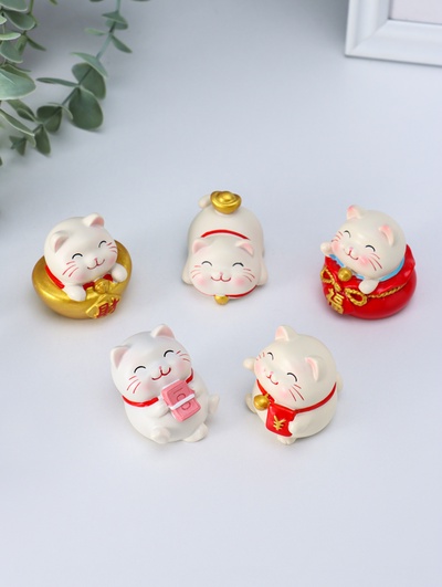 Набор фигурок 5 шт. полистоун «Манэки-нэко», 4×4×4.5 см