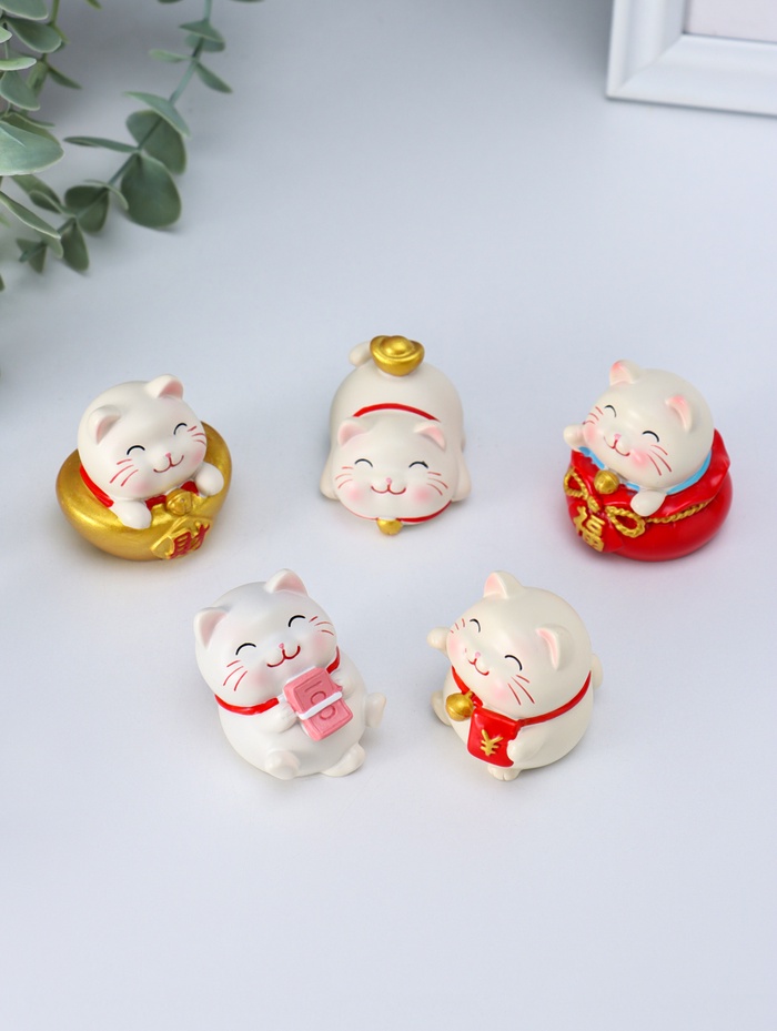 Набор фигурок 5 шт. полистоун «Манэки-нэко», 4×4×4.5 см - Фото 1