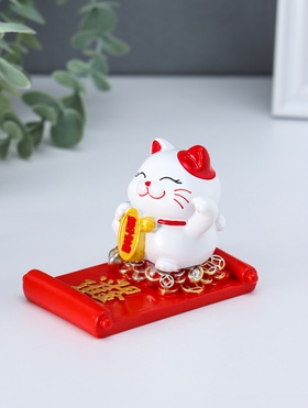 Фигурка - подставка для телефона «Манэки-нэко с пожеланием», 5.8×8.5×6.5 см