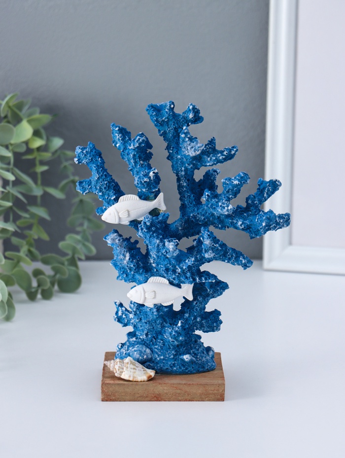 Фигура полистоун «Рыбки у синих кораллов», 6.5×14×19.5 см - Фото 1