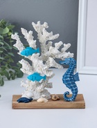 Фигура полистоун «Рыбки и морской конёк у белых кораллов», 7.5×15.7×19.5 см - Фото 1