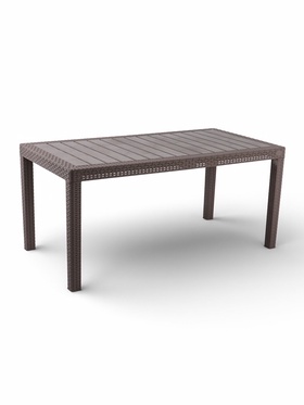 Садовый стол Rattan, 153.2×78.9×70.1 см, пластиковый, цвет тёплый орех