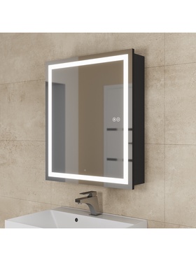 Зеркало - шкаф для ванной команты Uperwood Tanos с подсветкой, 60 см, цвет черный