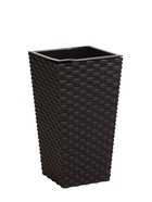 УЦЕНКА Кашпо со вставкой 13,8х13,8х25 см (вставка 1,5 л) "Ротанг", цвет коричневый - Фото 1