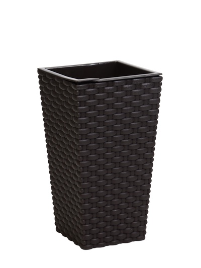 УЦЕНКА Кашпо со вставкой 13,8х13,8х25 см (вставка 1,5 л) "Ротанг", цвет коричневый