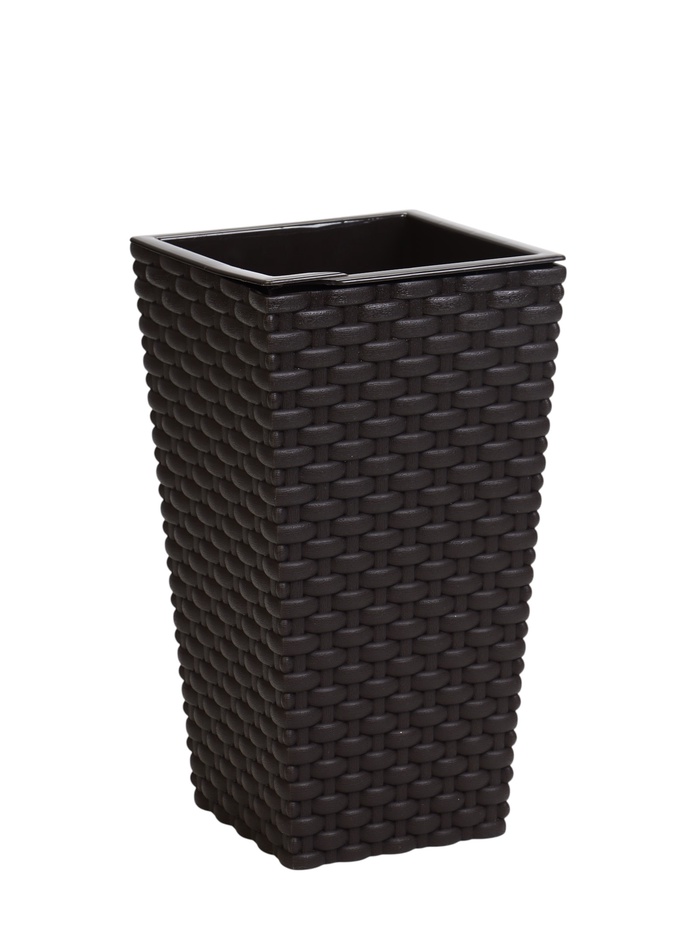 УЦЕНКА Кашпо со вставкой 13,8х13,8х25 см (вставка 1,5 л) "Ротанг", цвет коричневый - Фото 1