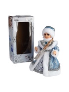 УЦЕНКА Снегурочка "В голубой шубке с цветами" двигается, 15х30 см - Фото 5