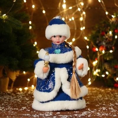 УЦЕНКА Снегурочка «В синей шубке с сердечком» двигается, 30 см