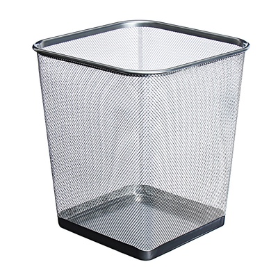УЦЕНКА Корзина для бумаг, сетка, металл, квадратная, серебро 17 литров