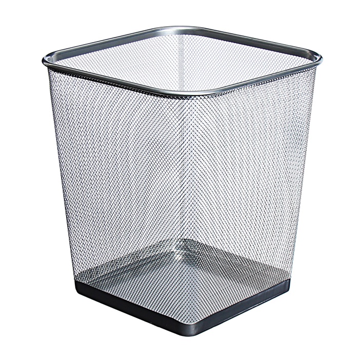 УЦЕНКА Корзина для бумаг, сетка, металл, квадратная, серебро 17 литров - Фото 1
