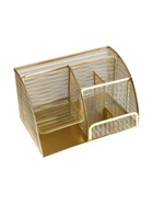 УЦЕНКА Подставка для канцелярских мелочей, 7 отделений, сетка, металл, золотая - Фото 2