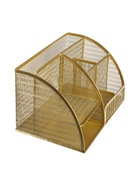 УЦЕНКА Подставка для канцелярских мелочей, 7 отделений, сетка, металл, золотая - Фото 3