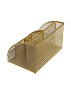 УЦЕНКА Подставка для канцелярских мелочей, 7 отделений, сетка, металл, золотая - Фото 4