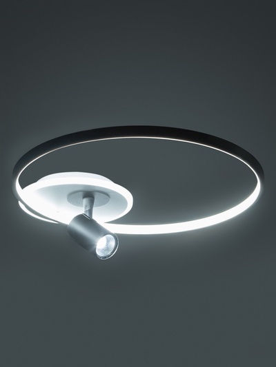 Люстра LED FX60081/1+1, 55 Вт+5 Вт, 3000-6000K, d=50 см, ПДУ диммер, чёрно-белая