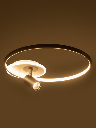 Люстра LED FX60081/1+1, 55 Вт+5 Вт, 3000-6000K, d=50 см, ПДУ диммер, чёрно-белая