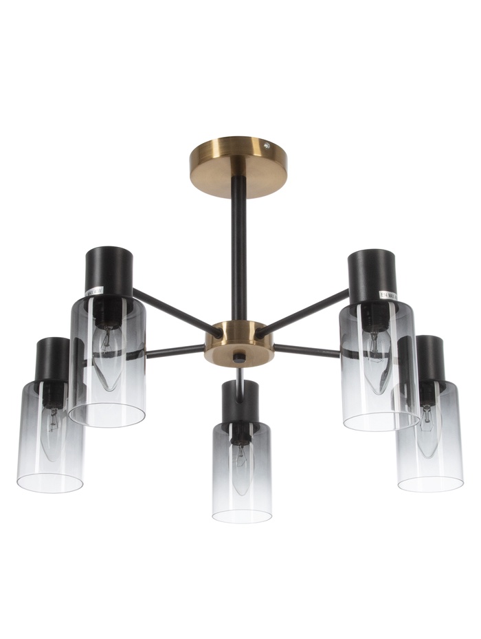 Люстра 74677/5, 5×40 Вт, E14, основание медное, чёрная - Фото 1