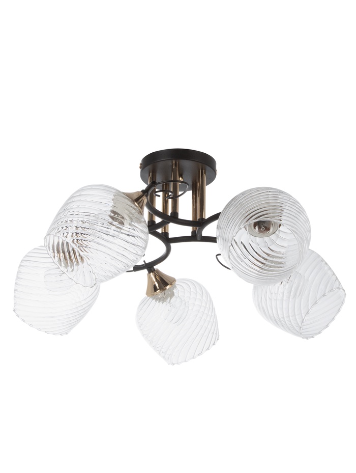 Люстра 11295-9/5, 5×60 Вт, E27, чёрная, золотистая - Фото 1