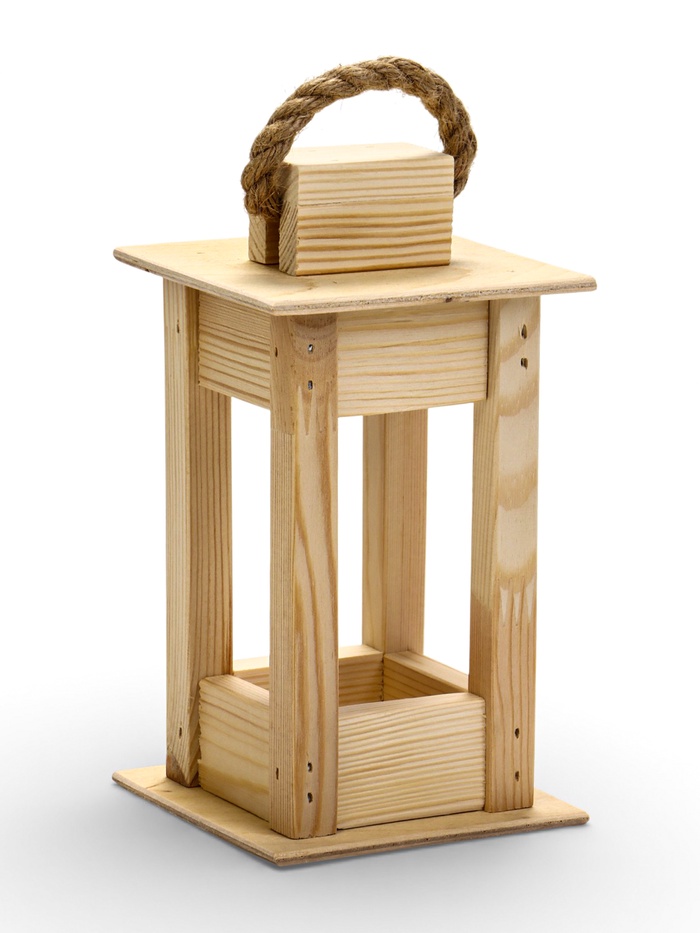 Фонарь декоративный, 9×9×18 см, деревянный, цвет натуральный - Фото 1