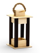 Фонарь декоративный, 9×9×18 см, деревянный, цвет натуральный с чёрным - Фото 1