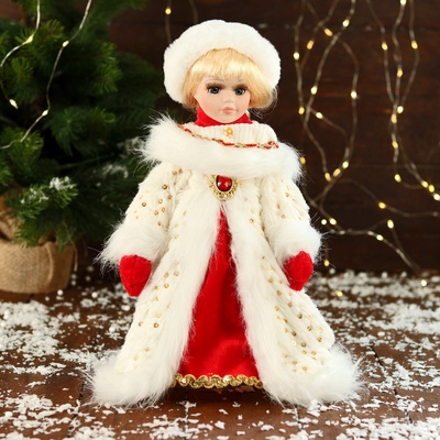 УЦЕНКА Снегурочка «В текстурной шубке» 32 см, белый