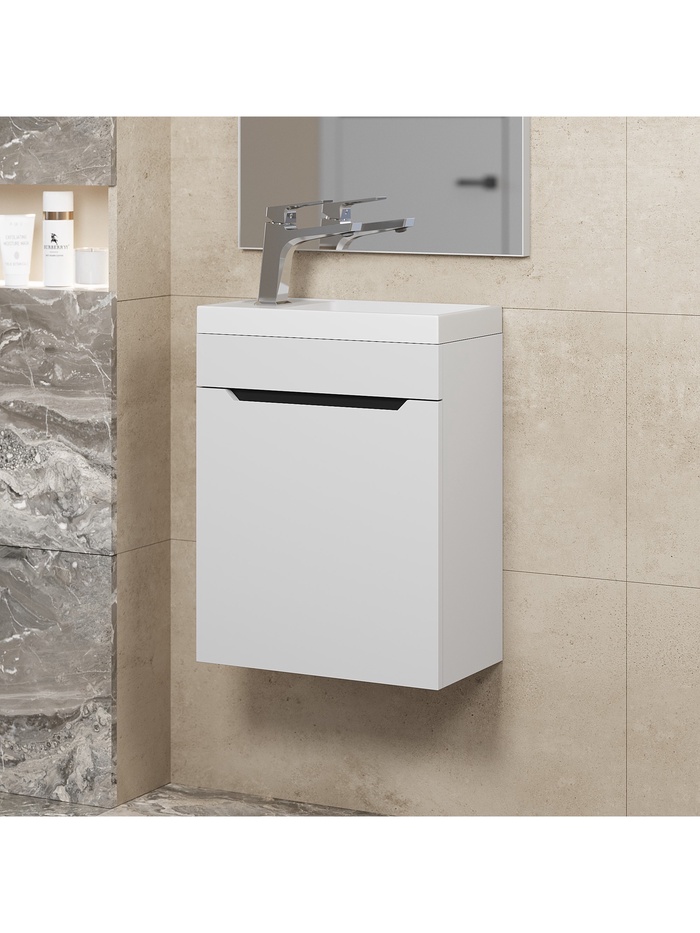 Тумба подвесная Uperwood, под раковину Uperwood Tanos 40, цвет белый/графит - Фото 1