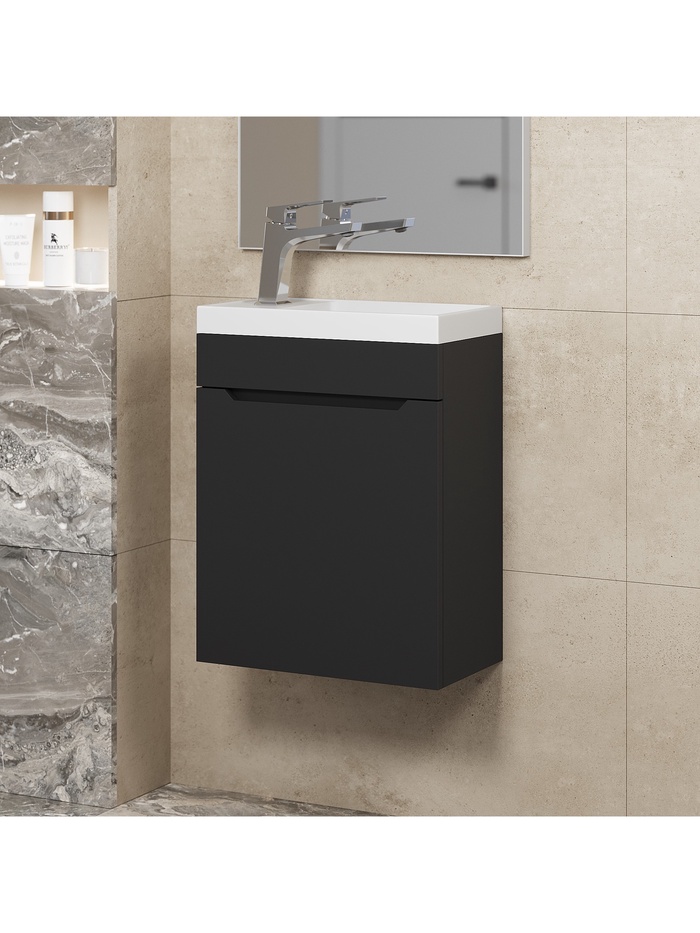 Тумба подвесная Uperwood, под раковину Uperwood Tanos 40 см, цвет черный матовая