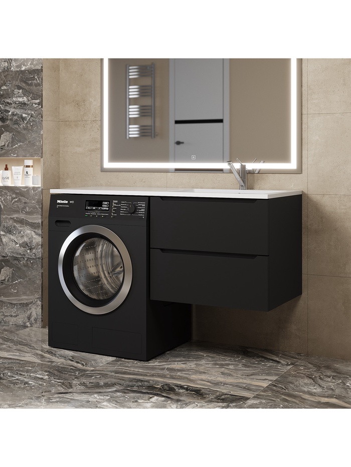 Тумба под раковину Uperwood Tanos, 60х47,5х50 см, подвесная, под стиральную машину, черная   1099422