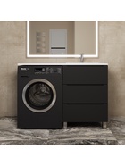 Тумба под раковину Uperwood Tanos, 58х47,5х76,5 см, напольная, под стиральную машину, черная, 3 ящик  (артикул 10994225)  большой выбор товаров оптом и в розницу по низким ценам с доставкой