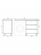 Тумба под раковину Uperwood Tanos, 58х47,5х76,5 см, напольная, под стиральную машину, черная, 3 ящик  (артикул 10994225)  большой выбор товаров оптом и в розницу по низким ценам с доставкой