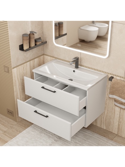 Тумба подвесная Uperwood, с раковиной Uperwood Foster New 80, цвет белый