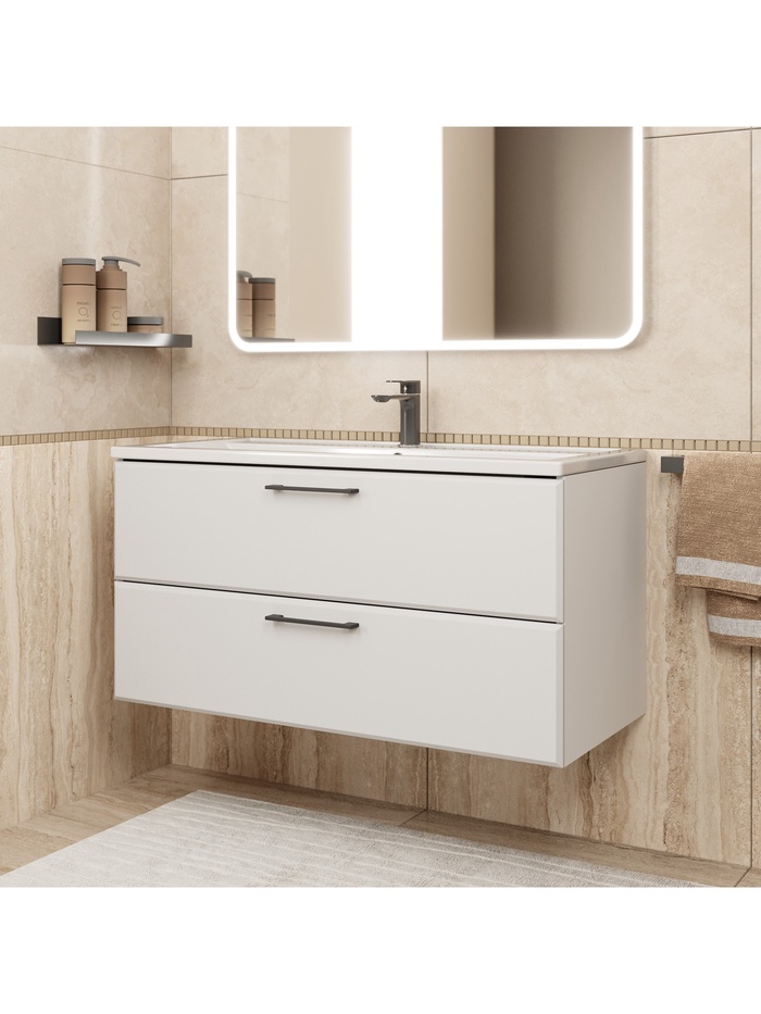 Тумба подвесная Uperwood, с раковиной Uperwood Foster New 100, цвет белый - Фото 1