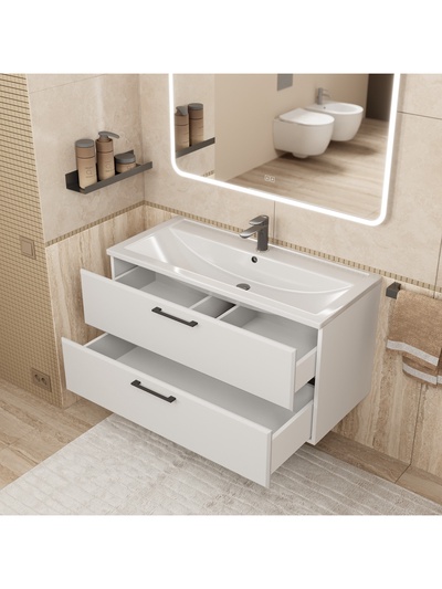 Тумба подвесная Uperwood, с раковиной Uperwood Foster New 100, цвет белый