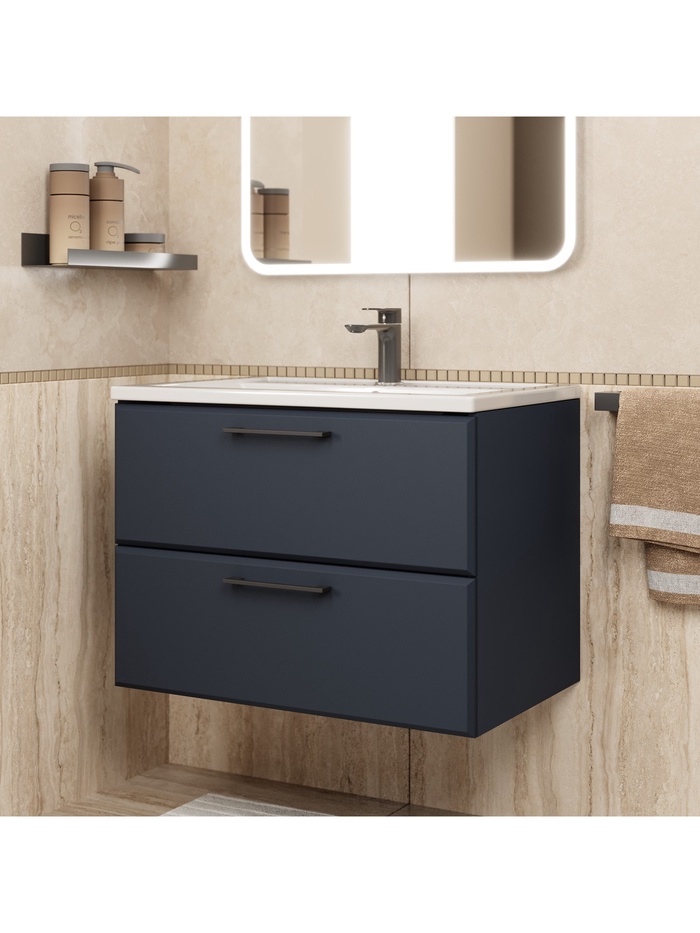 Тумба подвесная Uperwood, с раковиной Uperwood Foster New 70, цвет чёрный