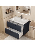 Тумба подвесная Uperwood, с раковиной Uperwood Foster New 70, цвет чёрный - Фото 6