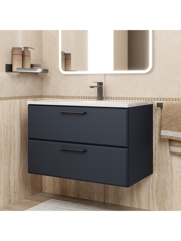 Тумба подвесная Uperwood, с раковиной Uperwood Foster New 80, цвет чёрный - Фото 1