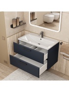 Тумба подвесная Uperwood, с раковиной Uperwood Foster New 80 см, цвет черный  (артикул 10994245)  большой выбор товаров оптом и в розницу по низким ценам с доставкой