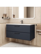 Тумба подвесная Uperwood, с раковиной Uperwood Foster New 100, цвет чёрный - Фото 1