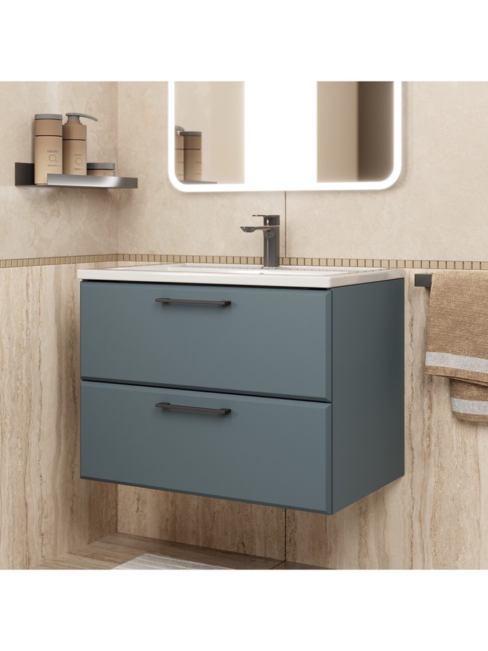 Тумба подвесная Uperwood, с раковиной Uperwood Foster New 70, цвет серый графит