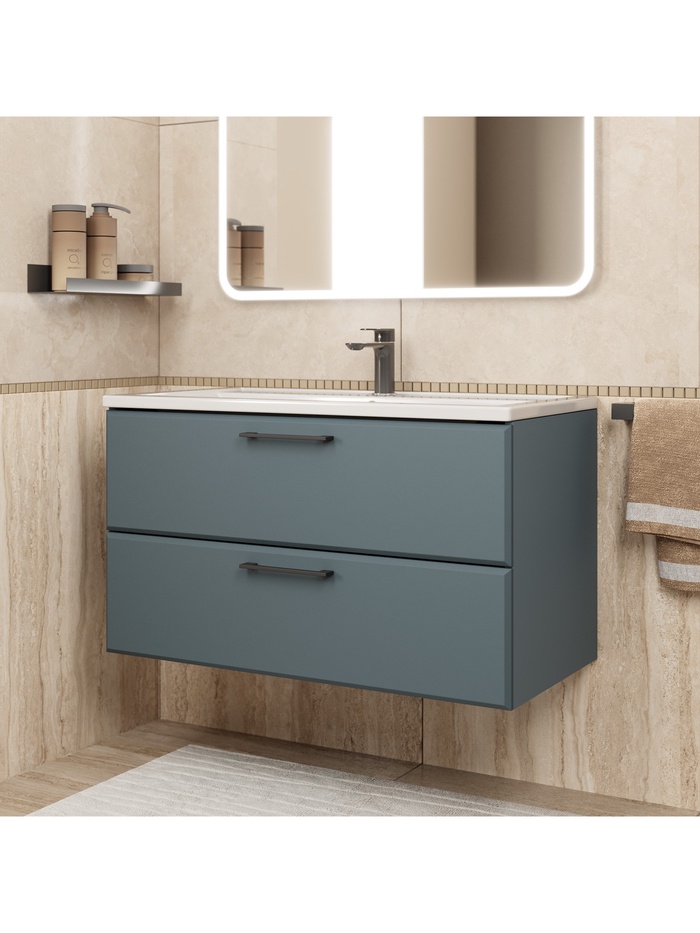 Тумба подвесная Uperwood, с раковиной Uperwood Foster New 90, цвет серый графит