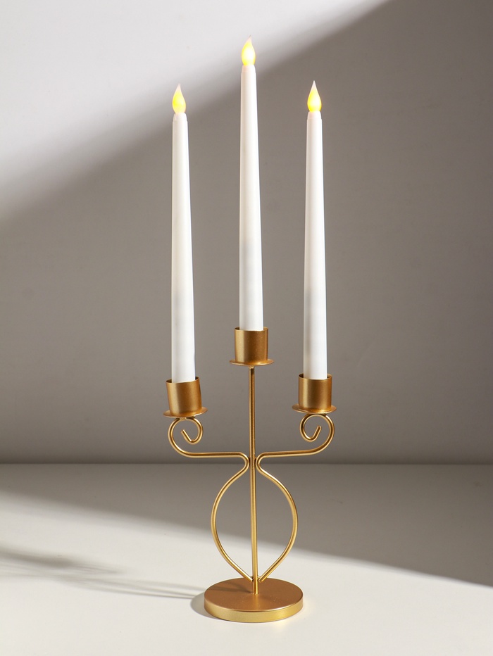 УЦЕНКА Подсвечник металл на 3 свечи «Канделябр» d=2.5 см золото 14.5×8×24 см - Фото 1
